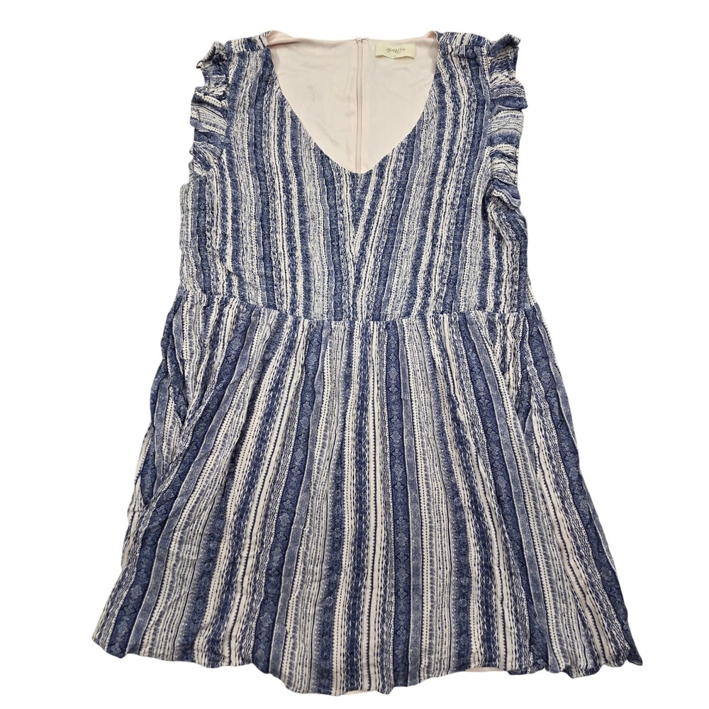 A Beautiful Soul Blue White Striped Ruffle Babydoll Dress Size C aka 22/24 (3X)